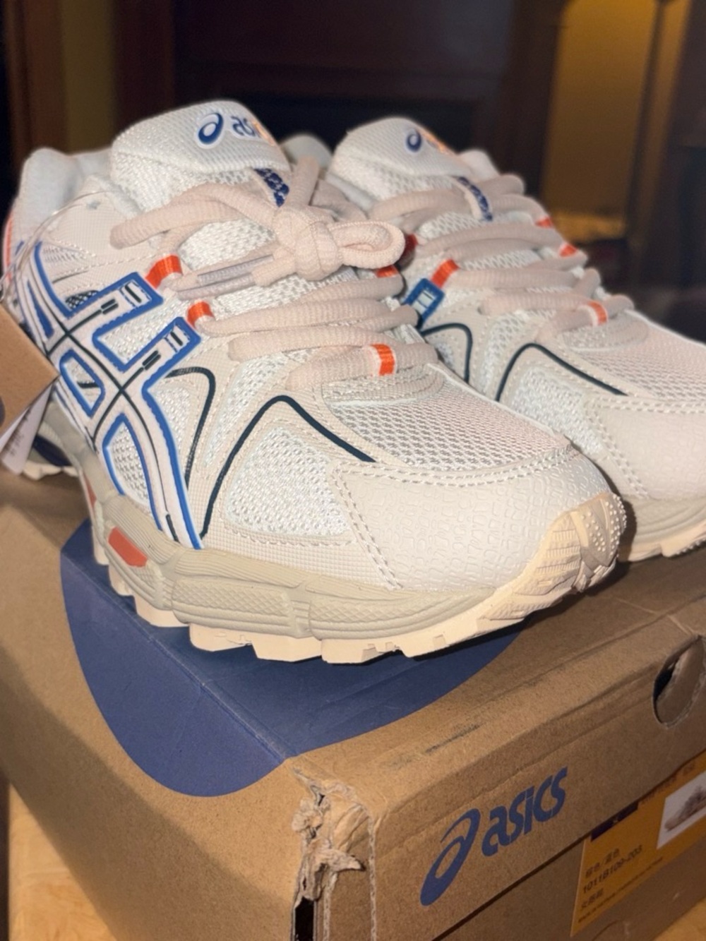 ASICS Kids White Sneakers with Blue Accents